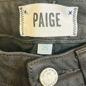 Paige High rise straight leg raw hem black Jean denim
